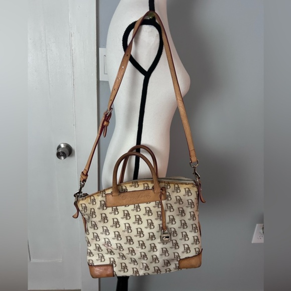 Dooney & Bourke Cream Monogram Vachetta Leather Domed
Satchel